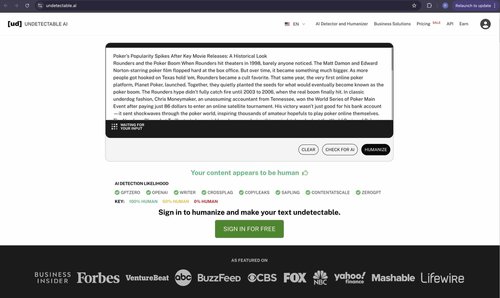 undetectable ai checker results
