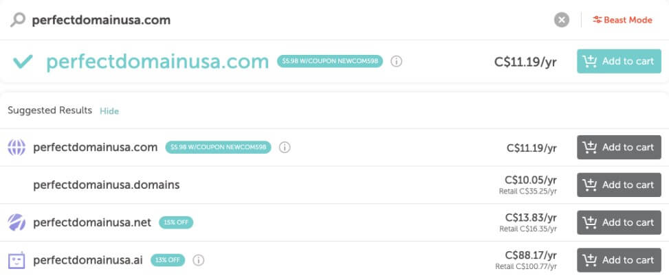 Domain purchase